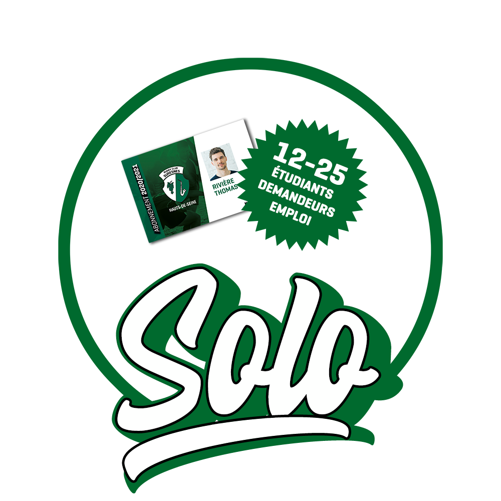 Abonnement SOLO 12-25- Rugby Club Suresnes Hauts-de-Seine