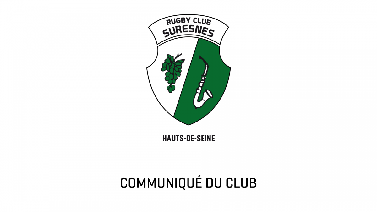 Communiqué du Rugby Club Suresnes Hauts-de-Seine