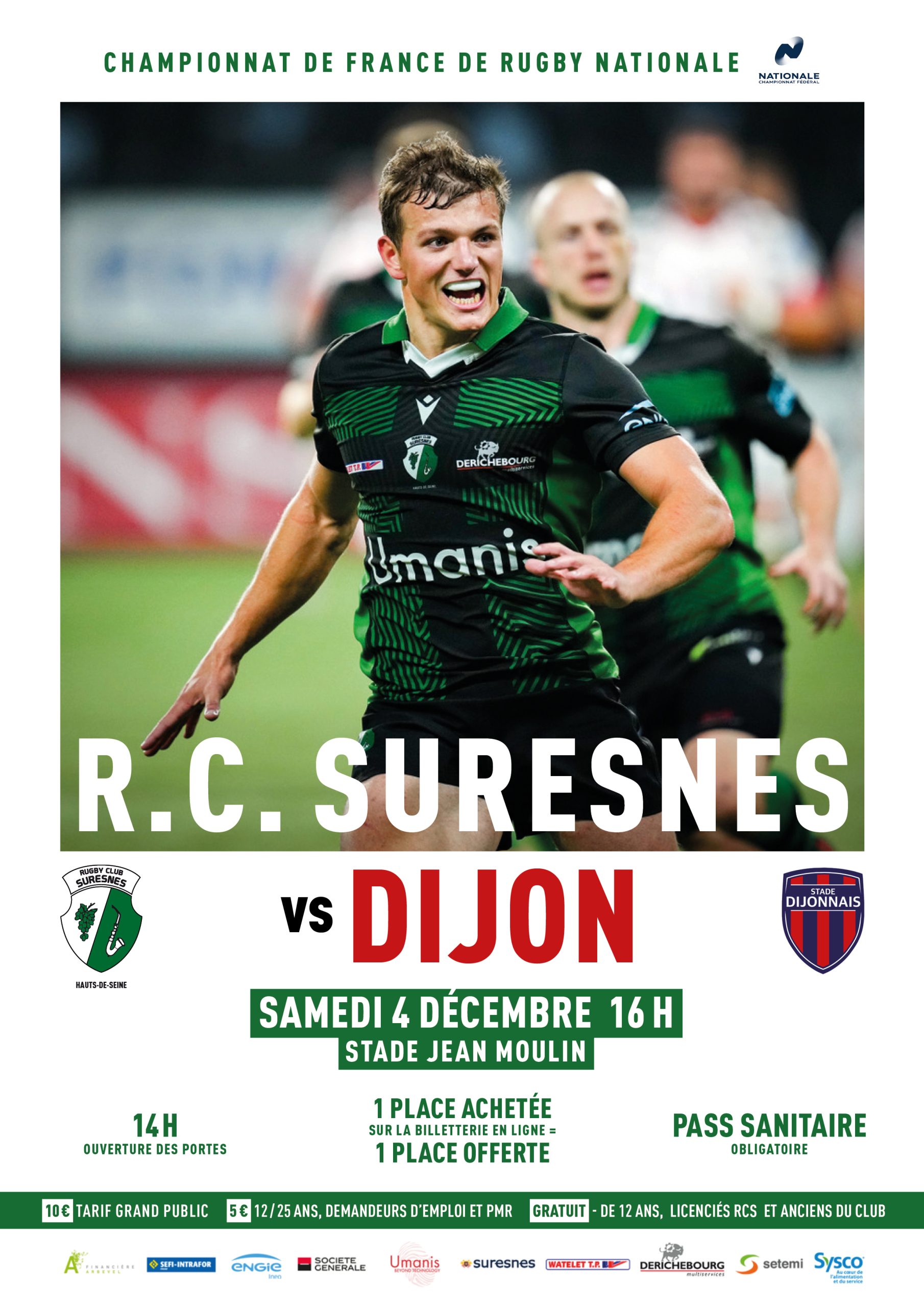 RC Suresnes – Dijon : achetez vos places dès maintenant !