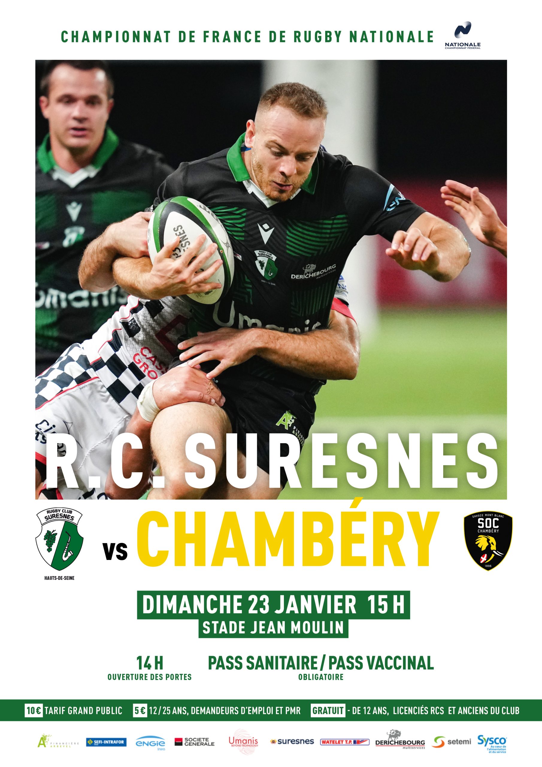 RC Suresnes – Chambéry : venez supporter les Verts et Noirs !