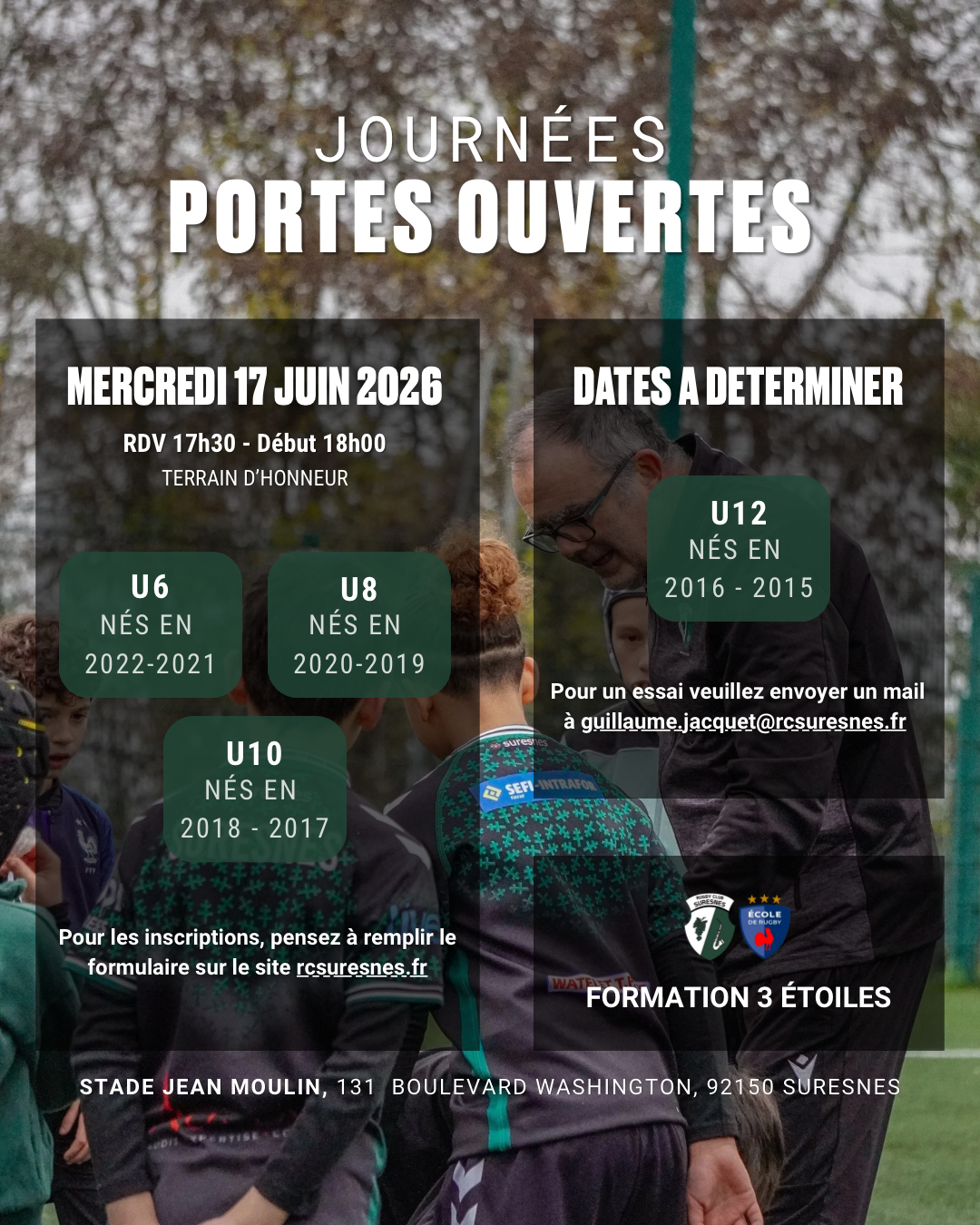 Affiche des détections du Rugby Club Suresnes